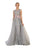May Queen - Bateau Neck Embellished Gown with Overskirt RQ7596 in Silver