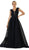 May Queen - RQ7606 Embroidered Plunging A-Line Dress In Blue