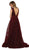 May Queen - RQ7606 Embroidered Plunging A-Line Dress In Red