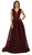 May Queen - RQ7606 Embroidered Plunging A-Line Dress In Red
