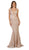 May Queen - RQ7607 Beaded Mesh Mermaid Long Gown In Neutral