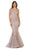 May Queen - RQ7608 Applique Deep Halter V-neck Mermaid Dress In Purple