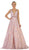 May Queen - RQ7609 Embellished Lace Deep V-neck A-line Dress In Pink