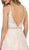 May Queen - RQ7609 Embellished Lace Deep V-neck A-line Dress In Nude