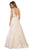 May Queen - RQ7609 Embellished Lace Deep V-neck A-line Dress In Nude