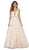 May Queen - RQ7609 Embellished Lace Deep V-neck A-line Dress In Nude