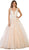 May Queen - RQ-7613 Trailing Foliage Plunging Sweetheart Gown In Pink and Nude