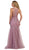 May Queen - RQ7623 Crystal Beaded Illusion Lace Trumpet Gown In Pink