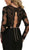 May Queen - Lace Bodice Scalloped V-Neck Trumpet Dress RQ7624  In Black