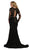May Queen - Lace Bodice Scalloped V-Neck Trumpet Dress RQ7624  In Black