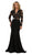 May Queen - RQ7624 Lace Deep Scalloped V-neck Trumpet Dress In Black