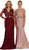 May Queen - RQ7624 Lace Deep Scalloped V-neck Trumpet Dress In Red and Pink