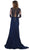 May Queen - RQ7624 Lace Deep Scalloped V-neck Trumpet Dress In Blue