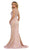 May Queen - RQ7626 Embroidered Illusion Bateau Dress In Purple and Nude