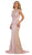 May Queen - RQ7626 Embroidered Illusion Bateau Dress In Purple and Nude