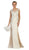 May Queen - RQ7626 Embroidered Illusion Bateau Dress In White and Nude