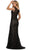 May Queen - RQ7628 Applique Cap Sleeve Bateau Trumpet Dress In Black and Nude