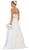 May Queen - RQ7631 Embellished Ruched Straight Neck A-line Dress In White