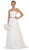 May Queen - RQ7631 Embellished Ruched Straight Neck A-line Dress In White