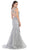 May Queen - RQ7635 Embellished Plunging V-neck Mermaid Dress In Silver