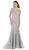 May Queen - RQ7635 Embellished Plunging V-neck Mermaid Dress In Silver