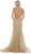 May Queen - RQ7635 Embellished Plunging V-neck Mermaid Dress In Gold