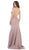 May Queen - RQ7638 Crystalline Tri-Band Plunging Trumpet Gown In Pink