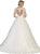 May Queen - RQ7641 Sheer Long Sleeve Embroidered A-line Gown In White