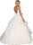 May Queen - RQ7644 Lace Embellished V-neck Ruffled A-line Gown In White