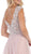 May Queen - RQ7645 Floral Applique Ornate Cap Sleeve Gown In Pink