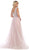 May Queen - RQ7645 Floral Applique Ornate Cap Sleeve Gown In Pink
