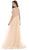 May Queen - RQ7645 Floral Applique Ornate Cap Sleeve Gown In Neutral