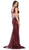May Queen - RQ7648 Cutout Ornate Sequined High Slit Gown In Red
