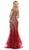 May Queen - RQ7651 Sequin Embellished Off-Shoulder Mermaid Gown In Red and Gold