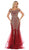 May Queen - RQ7651 Sequin Embellished Off-Shoulder Mermaid Gown In Red and Gold