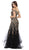 May Queen - RQ7651 Sequin Embellished Off-Shoulder Mermaid Gown In Black and Gold