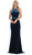 May Queen - RQ7652 Fitted Jewel Sheath Evening Dress In Blue