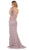 May Queen - RQ7654 Applique Deep V-neck Trumpet Dress In Pink