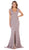 May Queen - RQ7654 Applique Deep V-neck Trumpet Dress In Pink