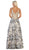 May Queen - RQ7655 Two Tone Embellished Deep V-neck A-line Dress In Black and Gold