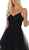 May Queen - RQ-7658 Ruched Surplice Asymmetrical Hemmed Dress In Black