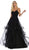 May Queen - RQ-7658 Ruched Surplice Asymmetrical Hemmed Dress In Black