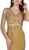 May Queen - RQ7661 Illusion Long Sleeve Appliqued Mermaid Gown In Gold