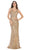 May Queen - RQ7662 Applique V-neck Trumpet Dress In Gold