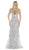 May Queen - RQ7662 Applique V-neck Trumpet Dress In Silver