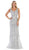 May Queen - RQ7662 Applique V-neck Trumpet Dress In Silver