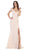 May Queen - RQ7663 Off-Shoulder Trumpet Dress With High Slit In Pink