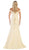 May Queen - RQ7663 Off-Shoulder Trumpet Dress With High Slit In Yellow