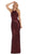 May Queen - RQ7667 Sequined High Halter Lace-Up Gown In Red