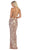 May Queen - RQ7667 Sequined High Halter Lace-Up Gown In Neutral